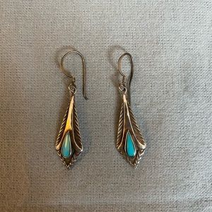 Vintage silver and turquoise drop earrings